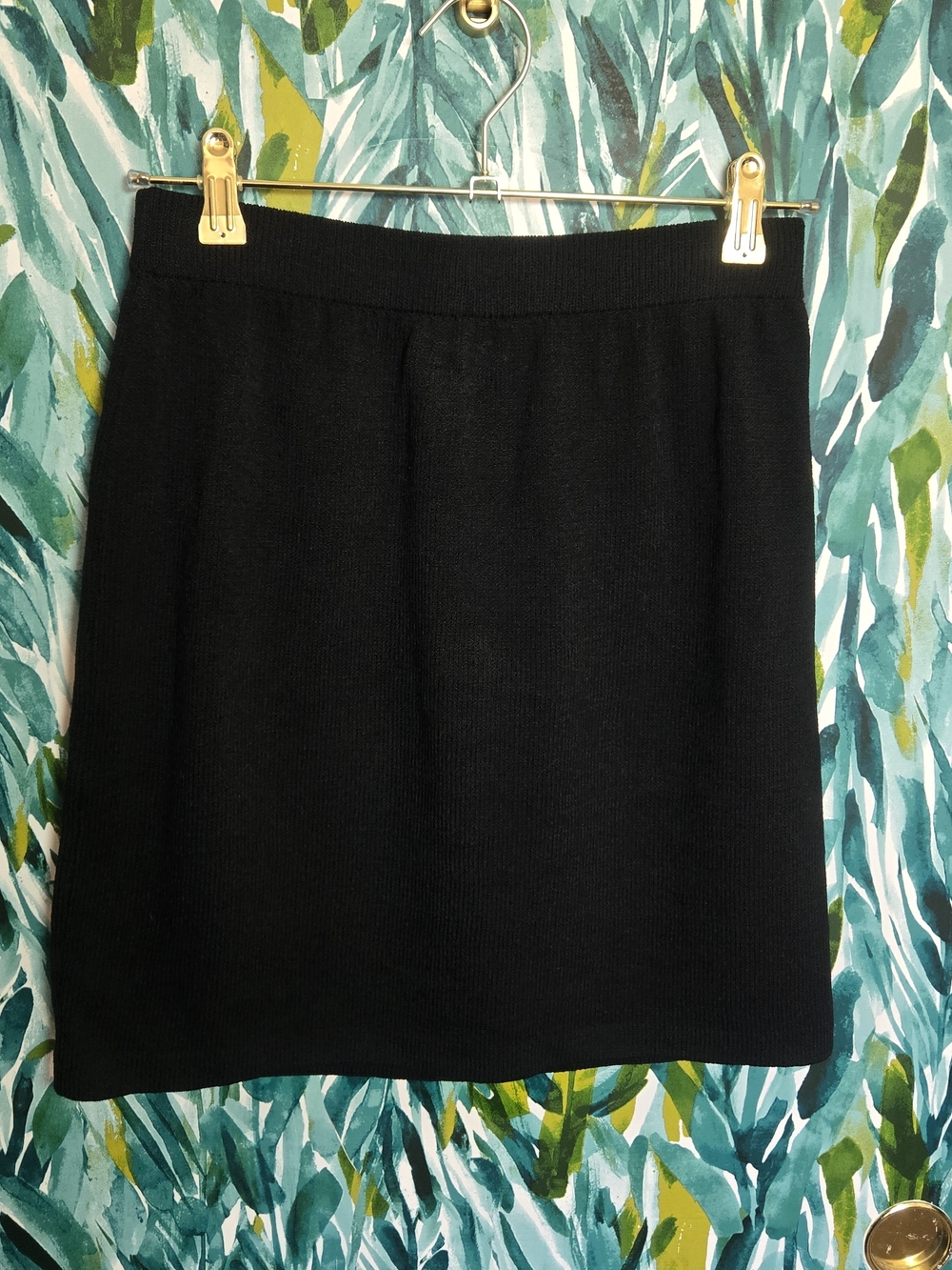 St. John Black Knit Mini Skirt